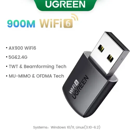 Adaptador wi fi 6 Ugreen Sem fio Usb Computador Sinal 2.4 e 5 ghz Wifi Notebook