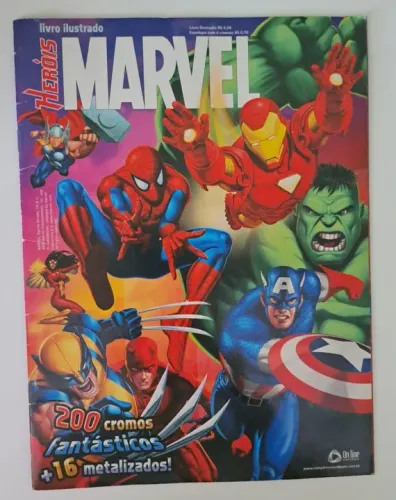 Álbum de figurinhas - Heróis Marvel - Livro Ilustrado - Incompleto