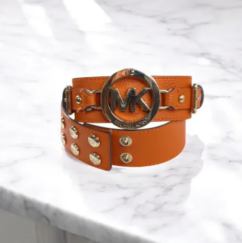 cinto em couro legítimo michael kors laranja