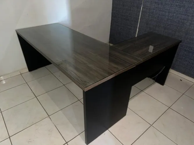 Mesa Em L Para Escritório - C/2 Gavetas - COM VIDRO
