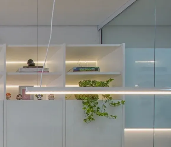 Luminária Pendente Linear Branca 123cm