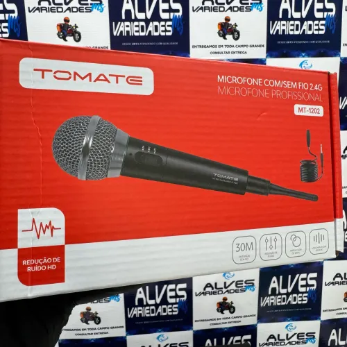 Microfone sem fio 2.4ghz com cabo p10 