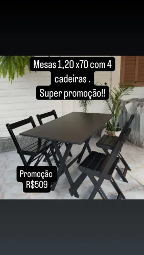 Conjunto Mesa 1,20 x 70 com 4 Cadeiras - Promoção!
