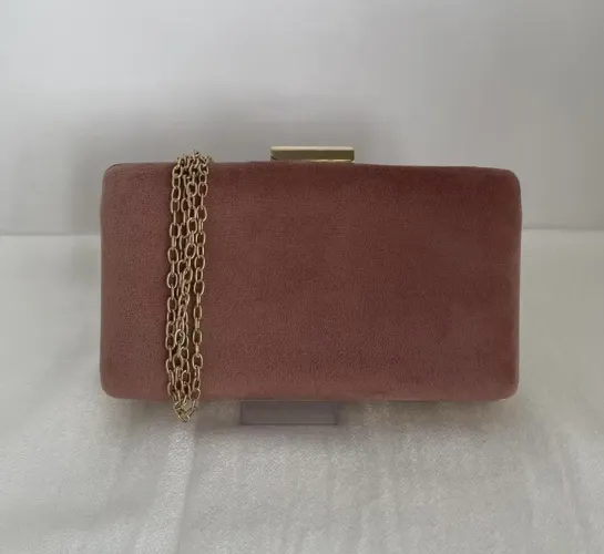 Bolsa de mão feminina em veludo rosa
