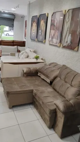 Sofá Retrátil Cappuccino 4 Lugares