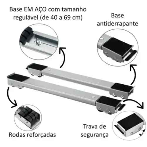 Suporte Universal de Alumínio De Base Com Rodinha Para Computadores, Geladeira Fogão E Máq