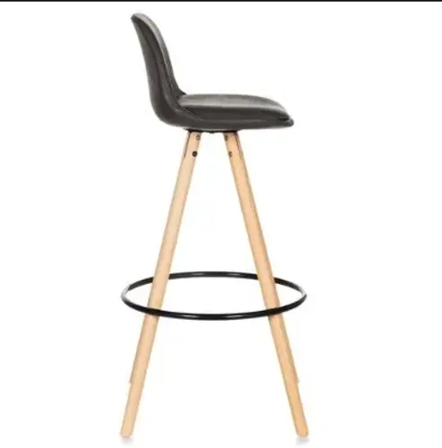 BANQUETA EAMES LUÍSA PRETA BASE MADEIRA 