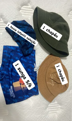 Kit Praia Infantil Touca, Sunga e 2 Chapéus