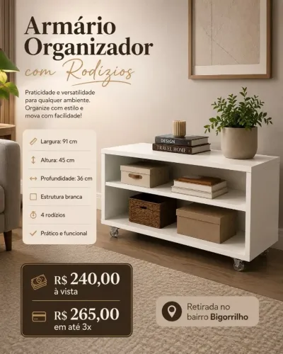  Armário Organizador com Rodízios