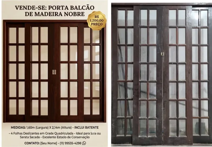 Porta balcão madeira nobre