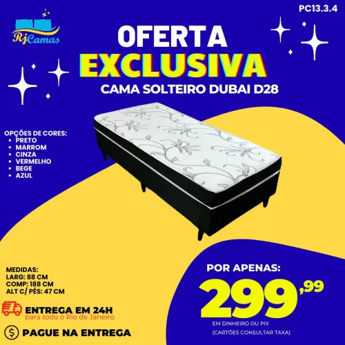 Cama box solteiro Dubai D28 / entregamos em até 24h / pague na entrega 