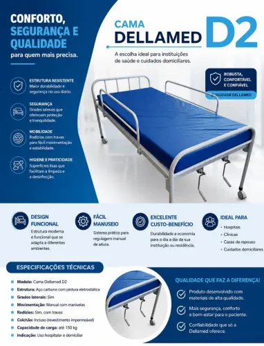 Cama Hospitalar Dellamed 1 mês de uso