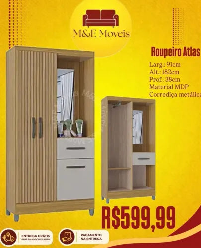 Roupeiro 2 portas com espelho e entrega grátis