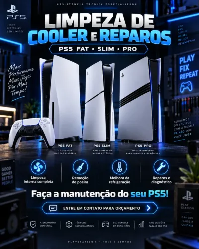 Limpeza de PS5 Slim e PRO