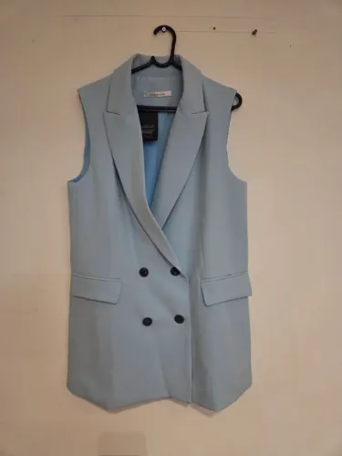 Colete Alongado Azul Bebê Unique Chic