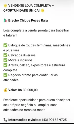 Vendo loja montada estruturada