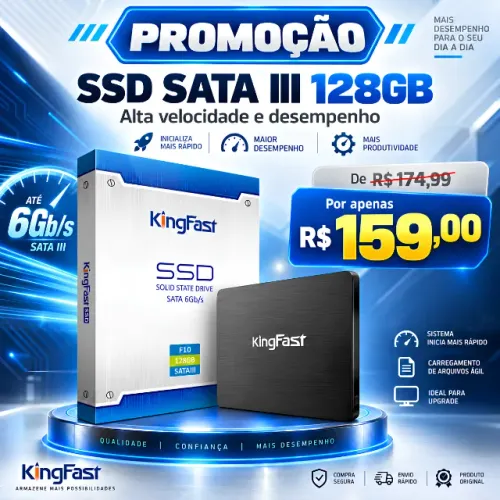 SSD SATA III 128GB KingFast F10 Entrega grátis + 5 Meses garantia