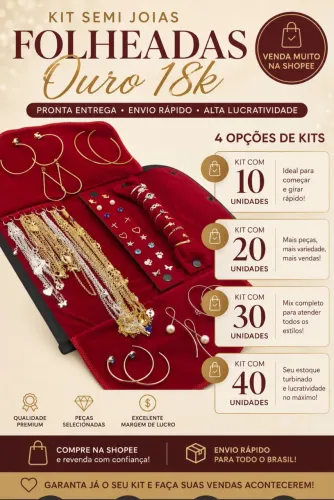 KIT DE SEMIJOIAS PARA REVENDA - FOLHEADAS