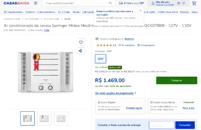 ar condicionado com pecas novas