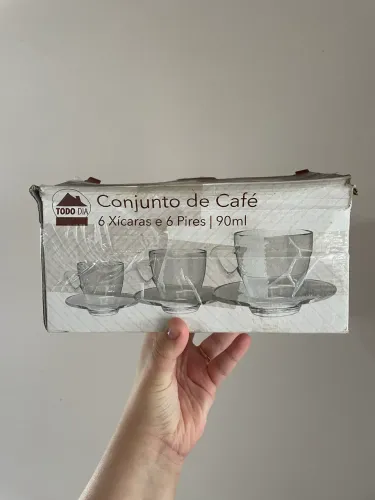 Jogo de Café Vidro 6 Xícaras + 6 Pires