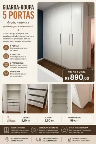 GUARDA-ROUPA 5 PORTAS