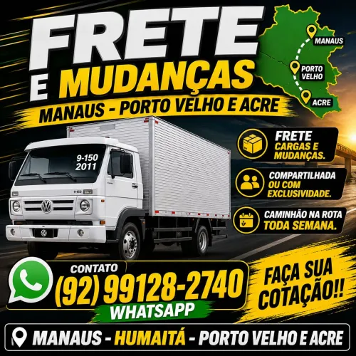 Frete baú Manaus - Humaitá - Porto velho e Acre 