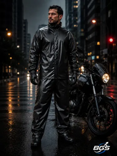 Capa de Chuva Emborrachada Impermeável Motoqueiro Gola Alta
