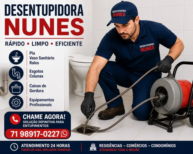 ? Nunes Desentupidora - Atendimento Rápido 24h! ?  