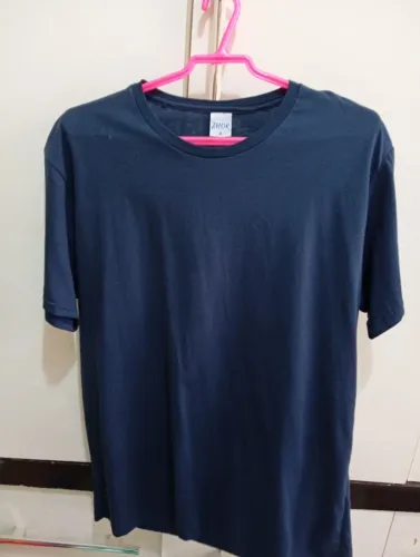 Camiseta feminina azul 100% algodão tamanho G