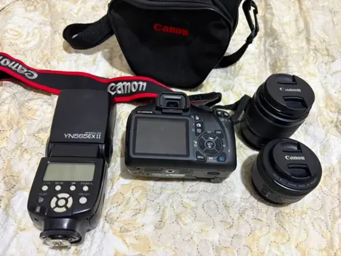 Canon EOS Rebel T3 (lente 18-55mm) + Lente 50mm 1.8 + Flash Yongnuo Speedlite YN565EX II