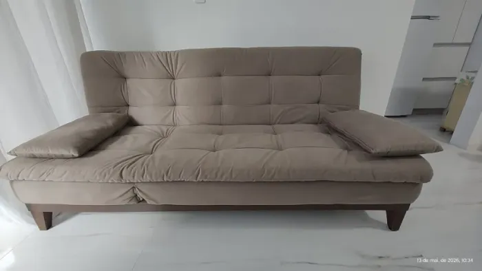 Sofá-cama casal 3 lugares suede ótimo estado