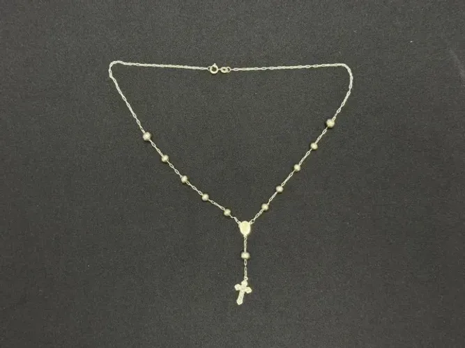 Corrente Terço Prata 925 Colar Rosario Nossa Senhora Bolinha Gargantilha