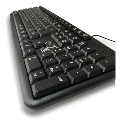 Teclado USB Maxprint OfficeEasy ABNT2 Preto com Fio 107 Teclas Plug Play Silencioso pode r