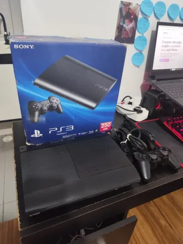 Ps3 Super Slim 250Gb + 1 Controle Desboqueio (HEN)