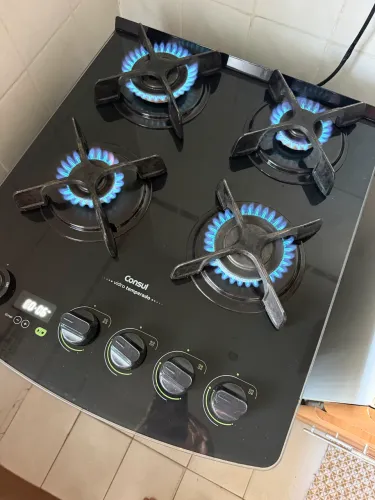 Cônsul 4 bocas tampo vidro temperado e Time