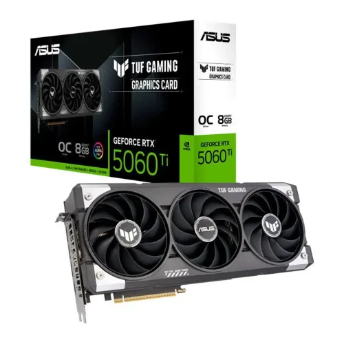 PLACA DE VÍDEO ASUS 5060 Ti TUF Gaming OC, 8GB, GDDR7, 128-bit, TUF-RTX5060TI-O8G-GAMING