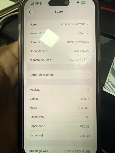 iPhone 15 Pro Max 512GB - Azul Titanium - Impecável!