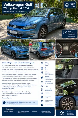 Volkswagen Golf Highline 1.4 TSI 140cv Aut. 2014