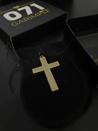 Pingente de Cruz Banhado a Ouro 18K