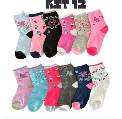 Kit 12 Pares Meias infantil 