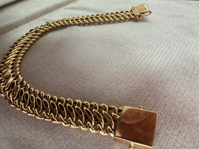 Pulseira Lacraia de ouro 27.14g 18k procedência garantia eterna