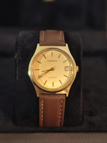 TECHNOS | AUTOMATIC DATE | CALIBRE SUIÇO | 1978 | PLAQUE D'OR