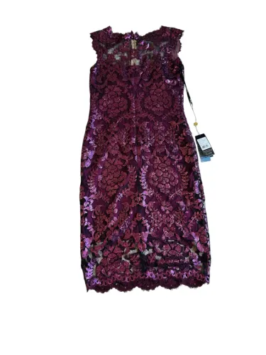 vestido de coquetel bordô Tadashi Shoji, Novo