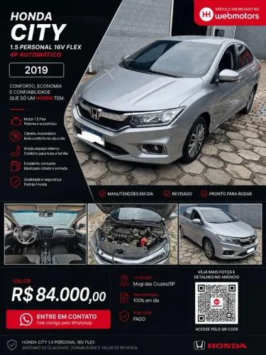 Honda City Sedan Personal 1.5 Flex 16V Aut. 2019