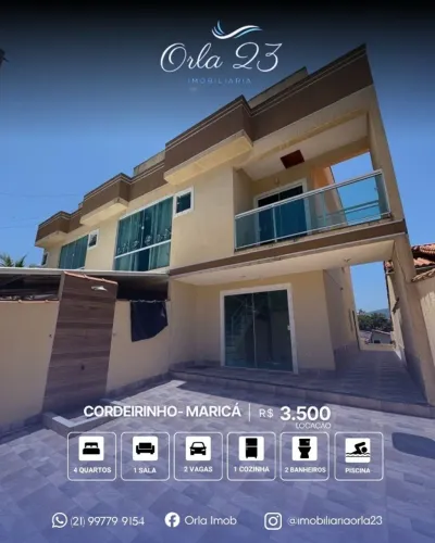 PONTA NEGRA, ORLA 23 IMOBILIÁRA VENDE! Excelente casa dúplex com piscina a 100m da praia.