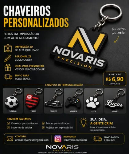 Chaveiros Personalizados 3D
