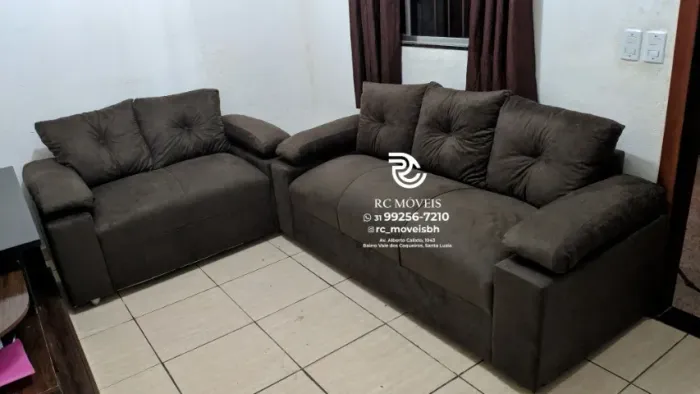 Sofá 2 e tres lugares Suede macio D33 Braço Fofão Confortável Direto da Fábrica