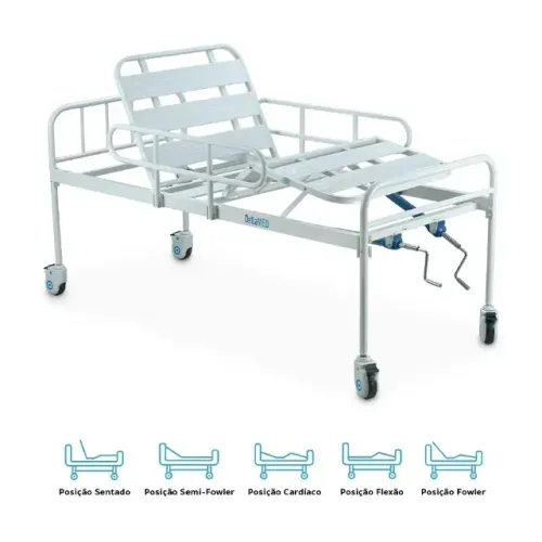 Cama Hospitalar Dellamed + Colchão D-28 (5 Posições Até 180kg)