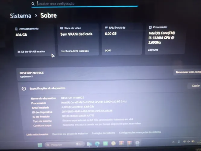 Pc Hp Intel core i5 6 de ram bateria zero