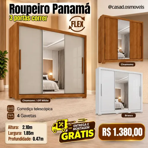Guarda roupa Panamá com espelho